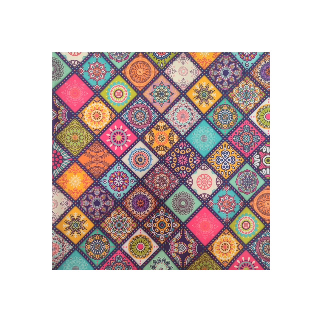 USTAAGAC El Yapımı Bohem Mandala Desenli Renkli Neşeli Patchwork Dekoratif Kırlent Kılıfı – 40x40 cm