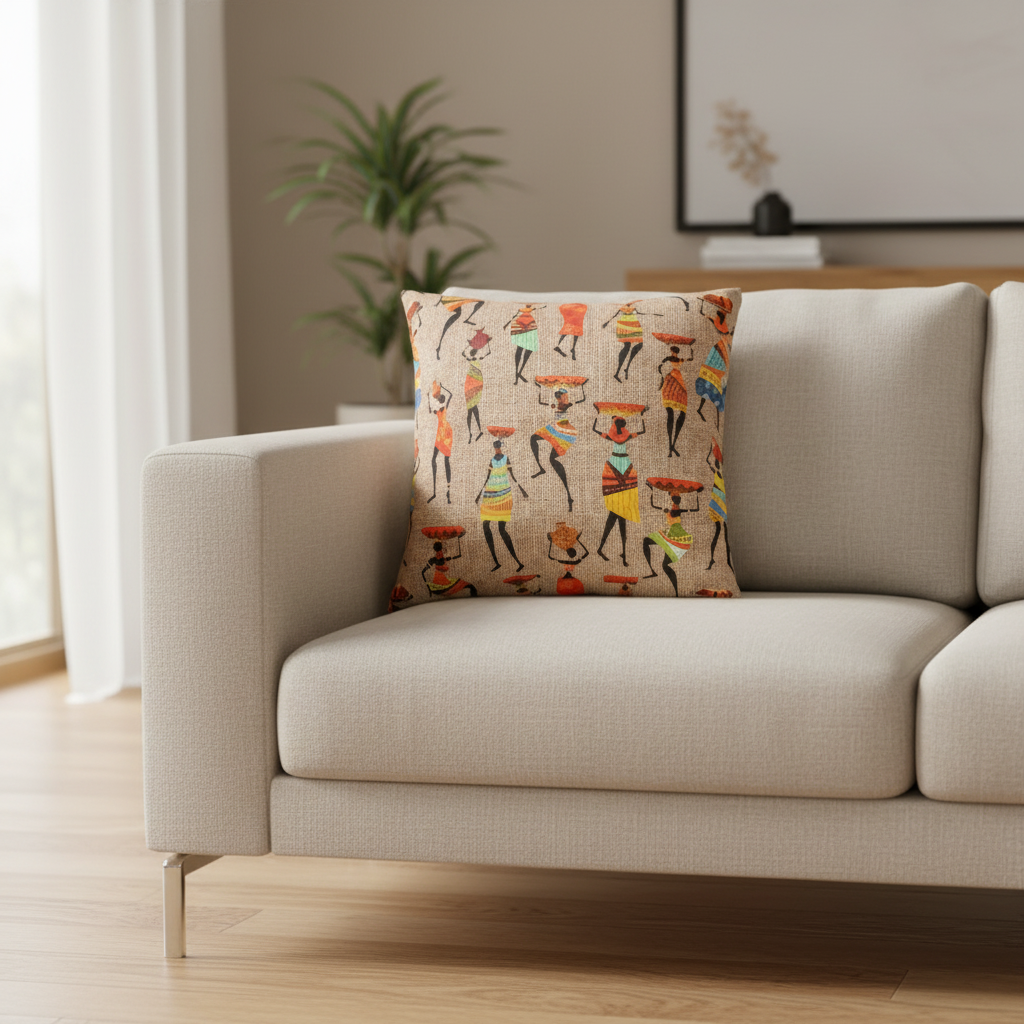 Etna Afrika Desenli Dekoratif Kırlent Kılıfı – 40x40 cm