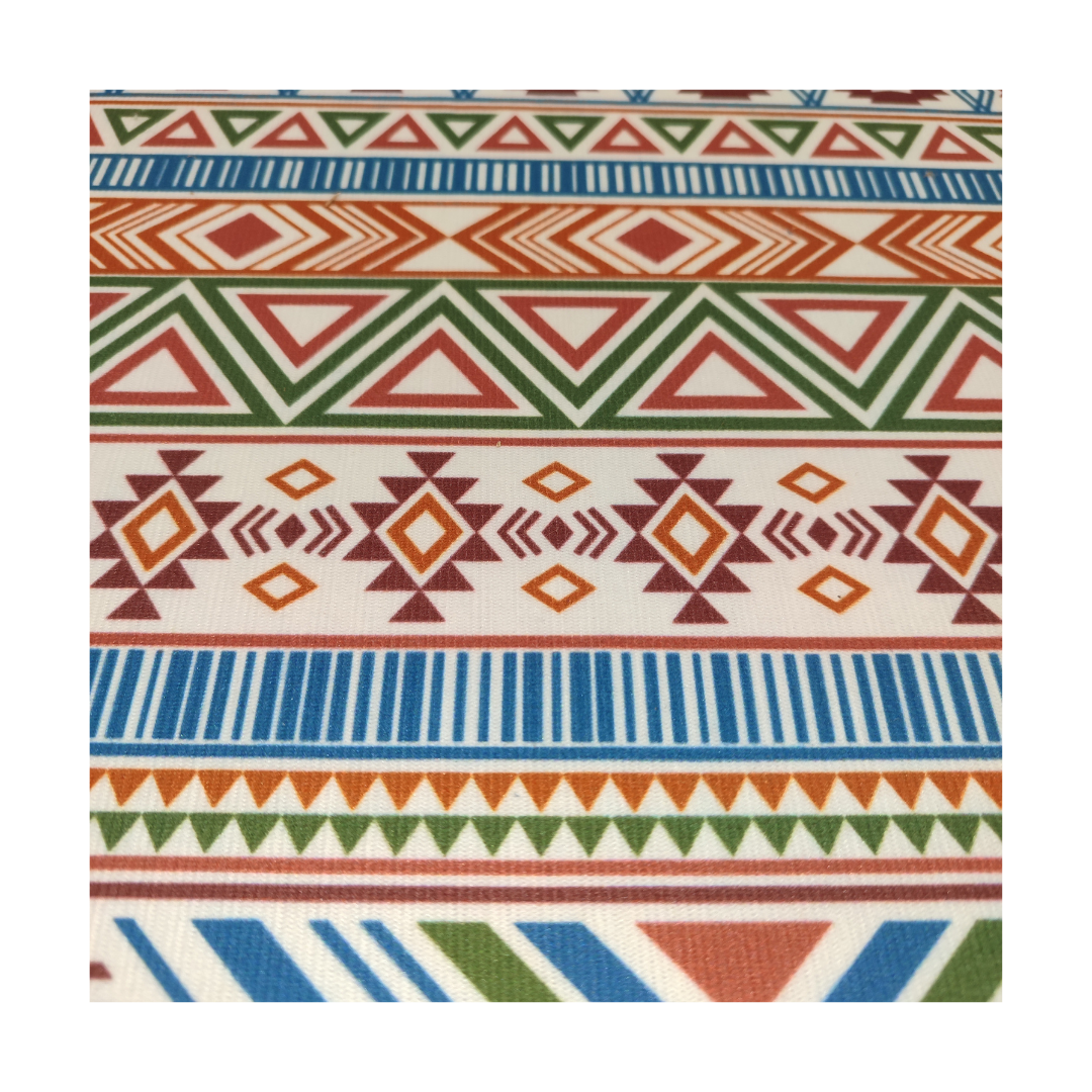 USTAAGAC Modern Kilim Desenli Yan Mavi El Yapımı Puf, Ahşap Ayaklı Dekoratif Tabure