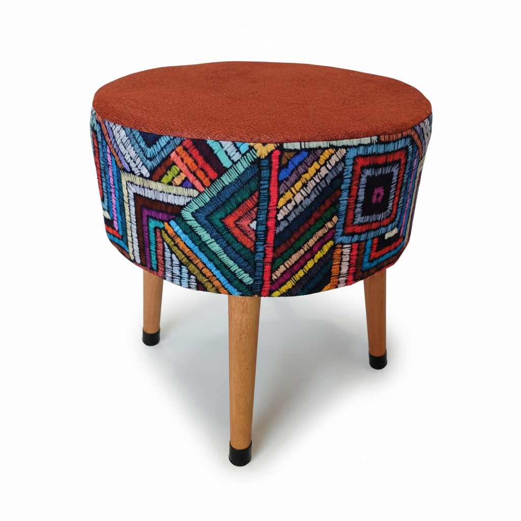 Puf Koltuk Tabure - Etna Gökkuşağı Kiremit