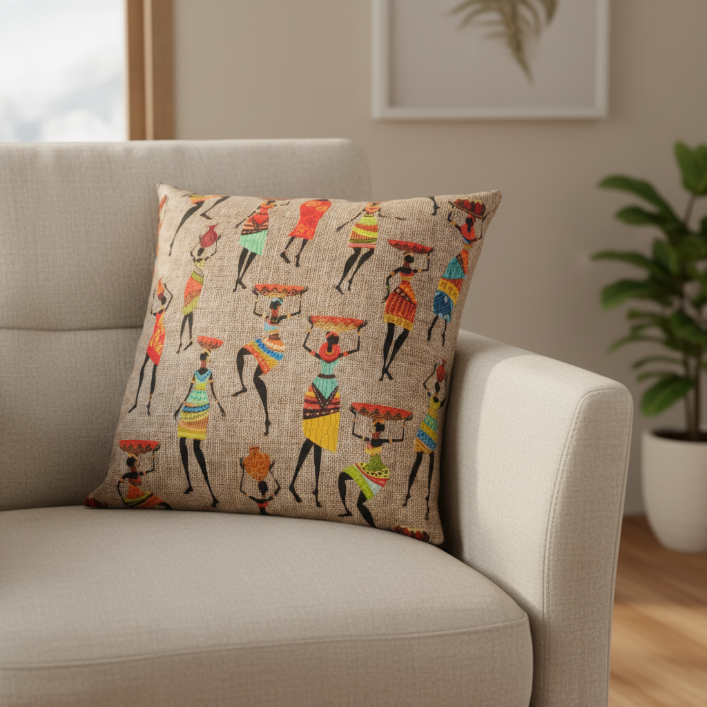 Etna Afrika Desenli Dekoratif Kırlent Kılıfı – 40x40 cm