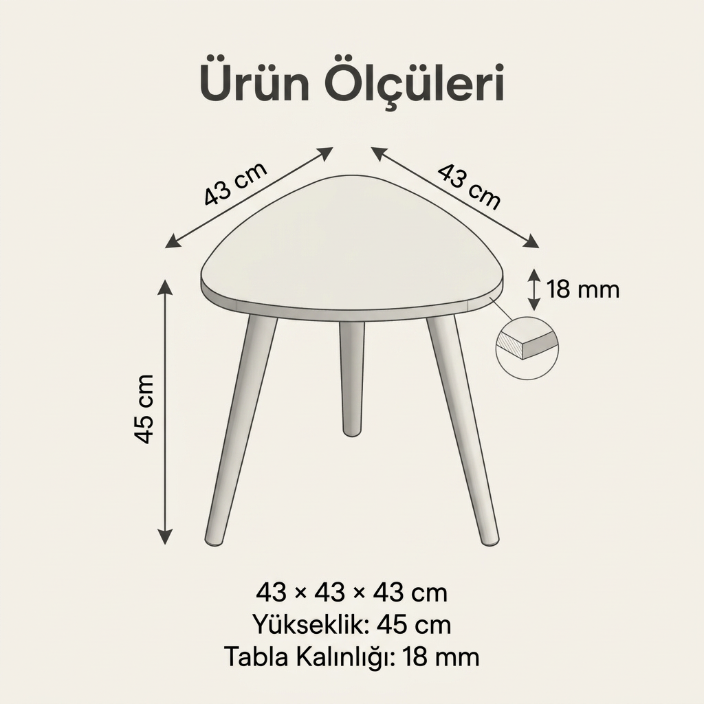USTAAGAC Antrasit Gri Çay Kahve Seti – 2 puf + 1 Sehpa
