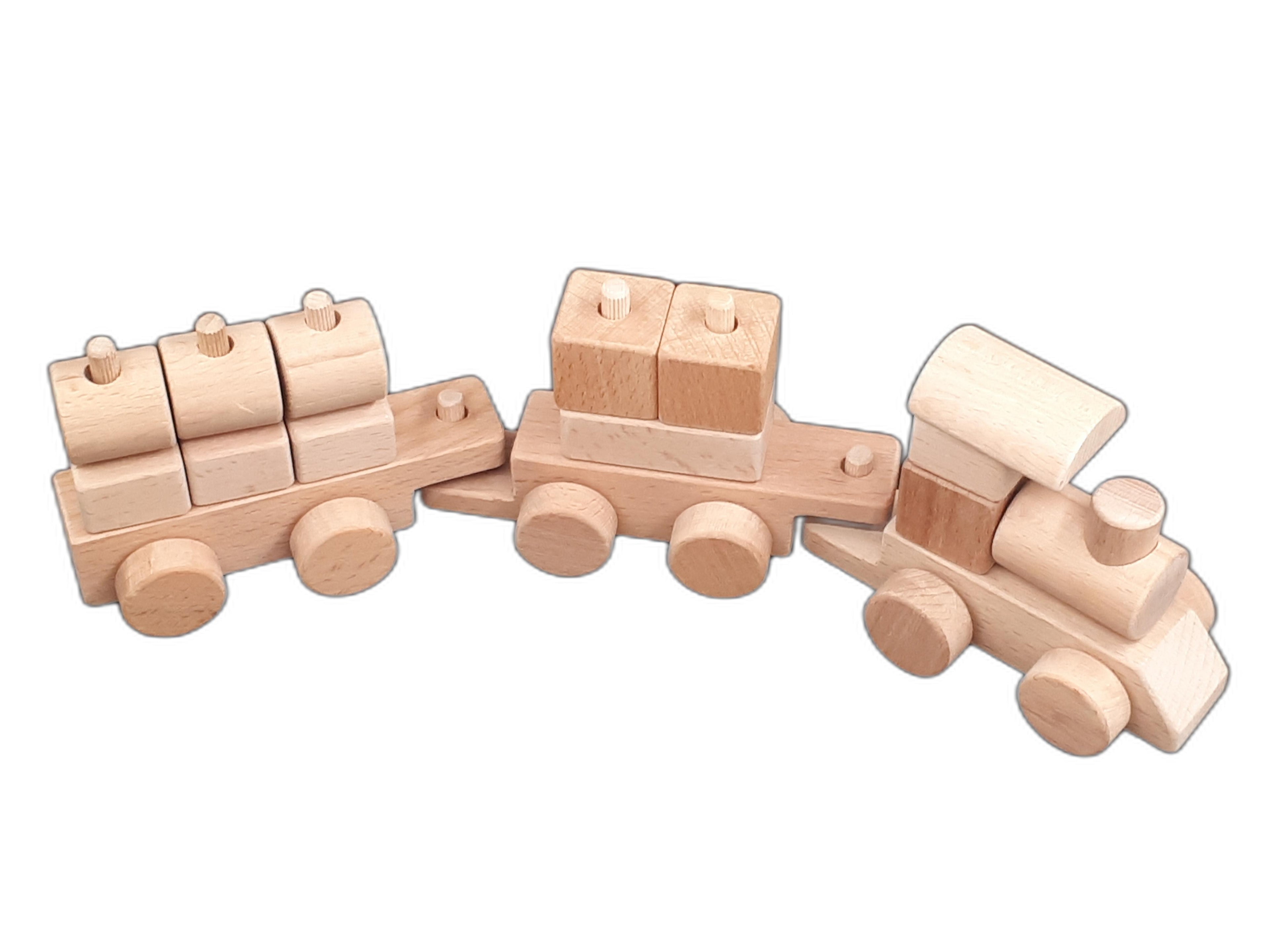 Montessori Ahşap Eğitici Tren Oyuncağı – Doğal Kayın Ağacı, Eğitici ve Güvenli Çocuk Oyuncağı (2–5 Yaş)