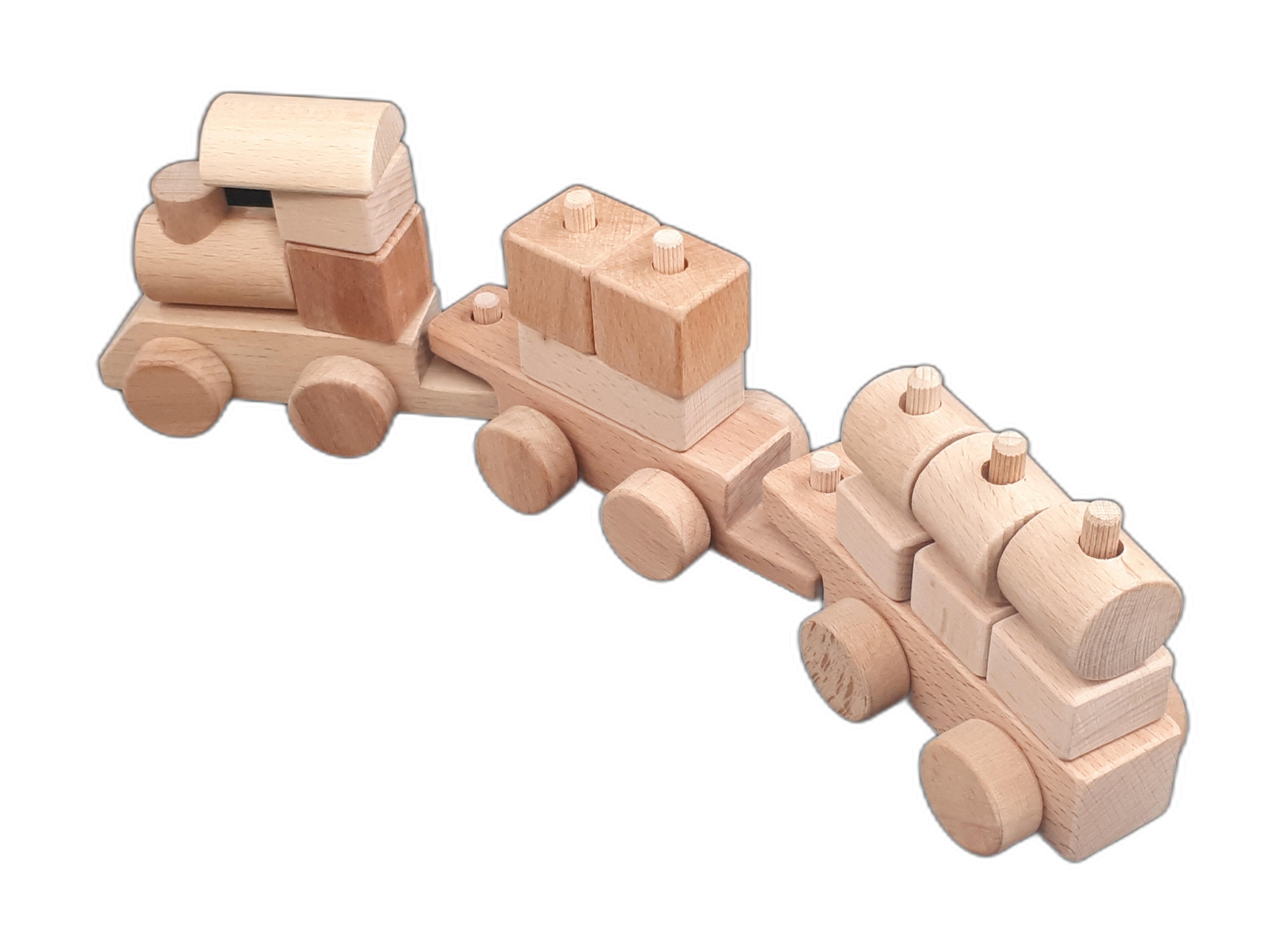 Montessori Ahşap Eğitici Tren Oyuncağı – Doğal Kayın Ağacı, Eğitici ve Güvenli Çocuk Oyuncağı (2–5 Yaş)