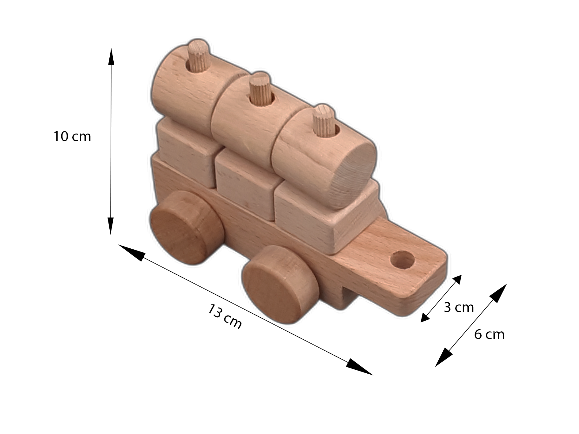 Montessori Ahşap Eğitici Tren Oyuncağı – Doğal Kayın Ağacı, Eğitici ve Güvenli Çocuk Oyuncağı (2–5 Yaş)