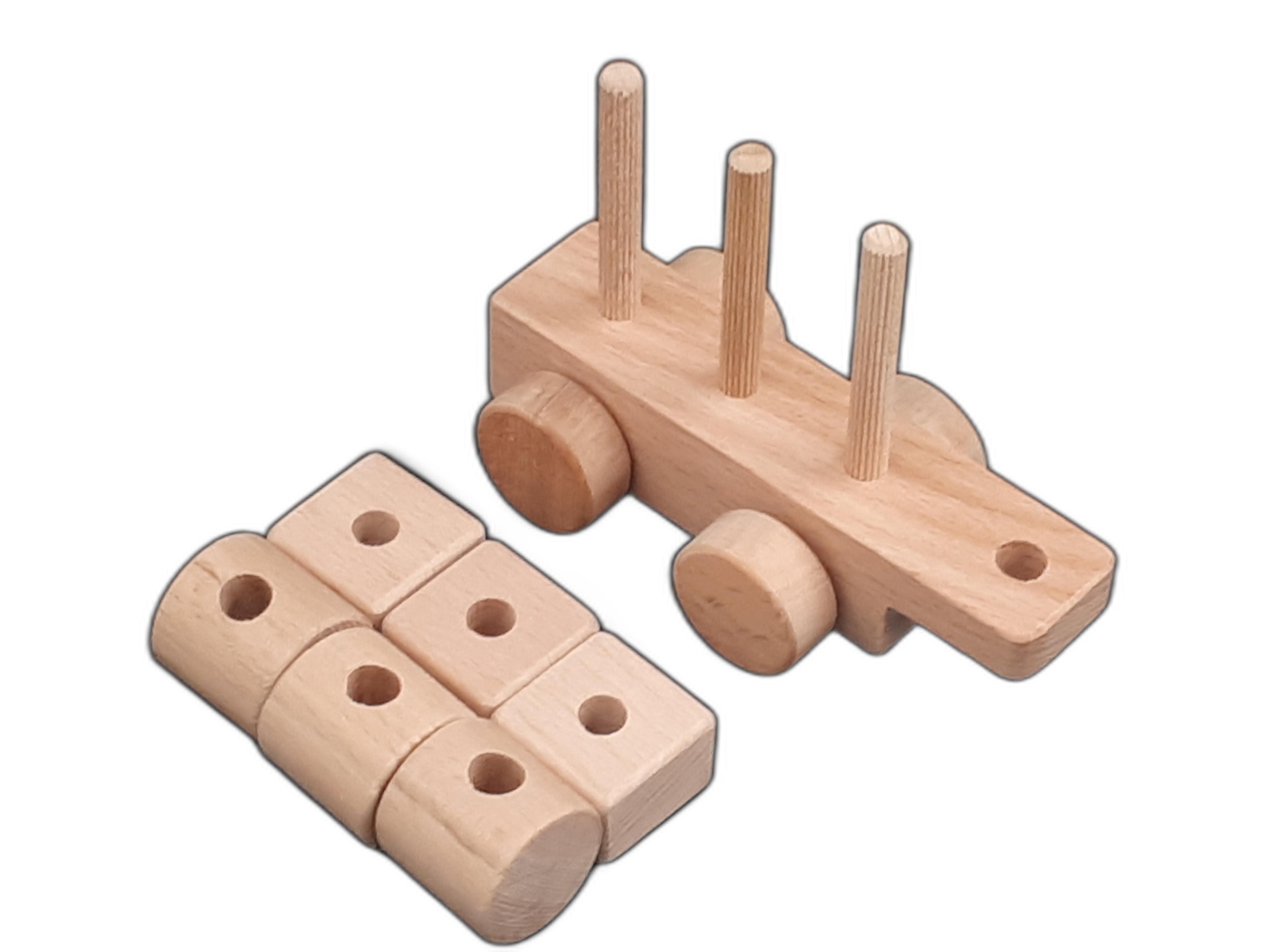 Montessori Ahşap Eğitici Tren Oyuncağı – Doğal Kayın Ağacı, Eğitici ve Güvenli Çocuk Oyuncağı (2–5 Yaş)
