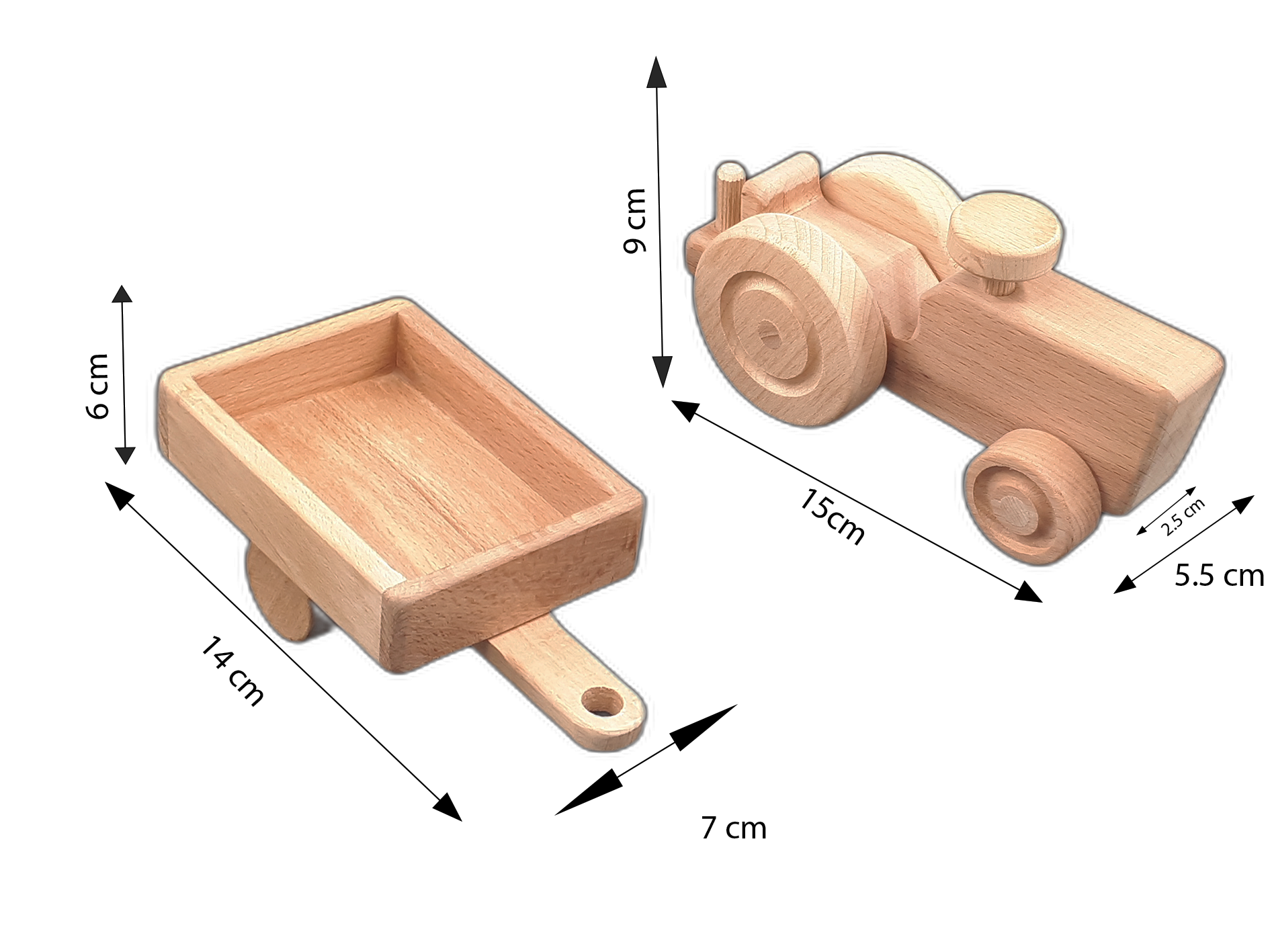 Montessori Ahşap Kasali Traktor Oyuncağı – Doğal Kayın Ağacı, Eğitici ve Güvenli Çocuk Oyuncağı (2–5 Yaş)