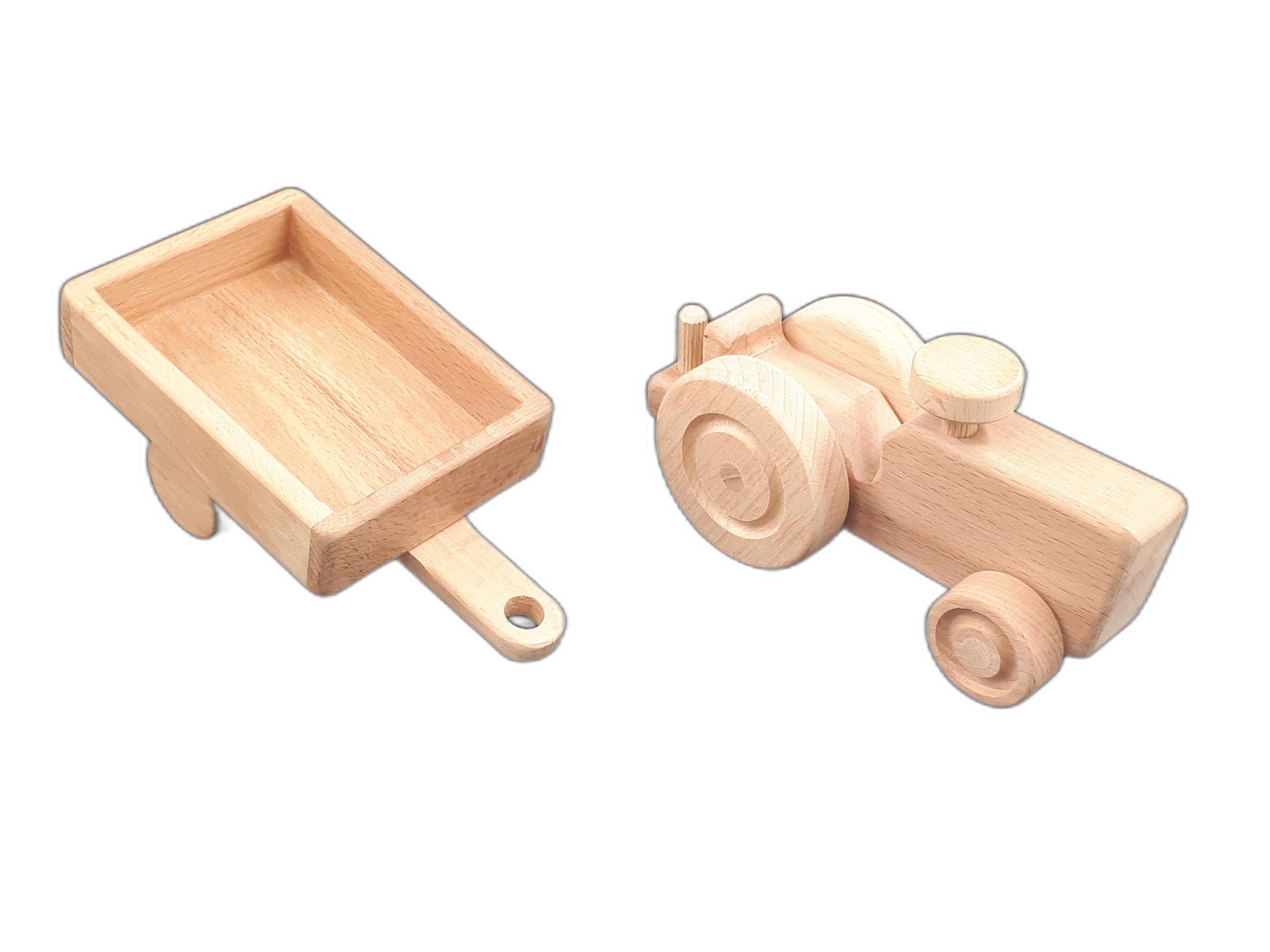 Montessori Ahşap Kasali Traktor Oyuncağı – Doğal Kayın Ağacı, Eğitici ve Güvenli Çocuk Oyuncağı (2–5 Yaş)