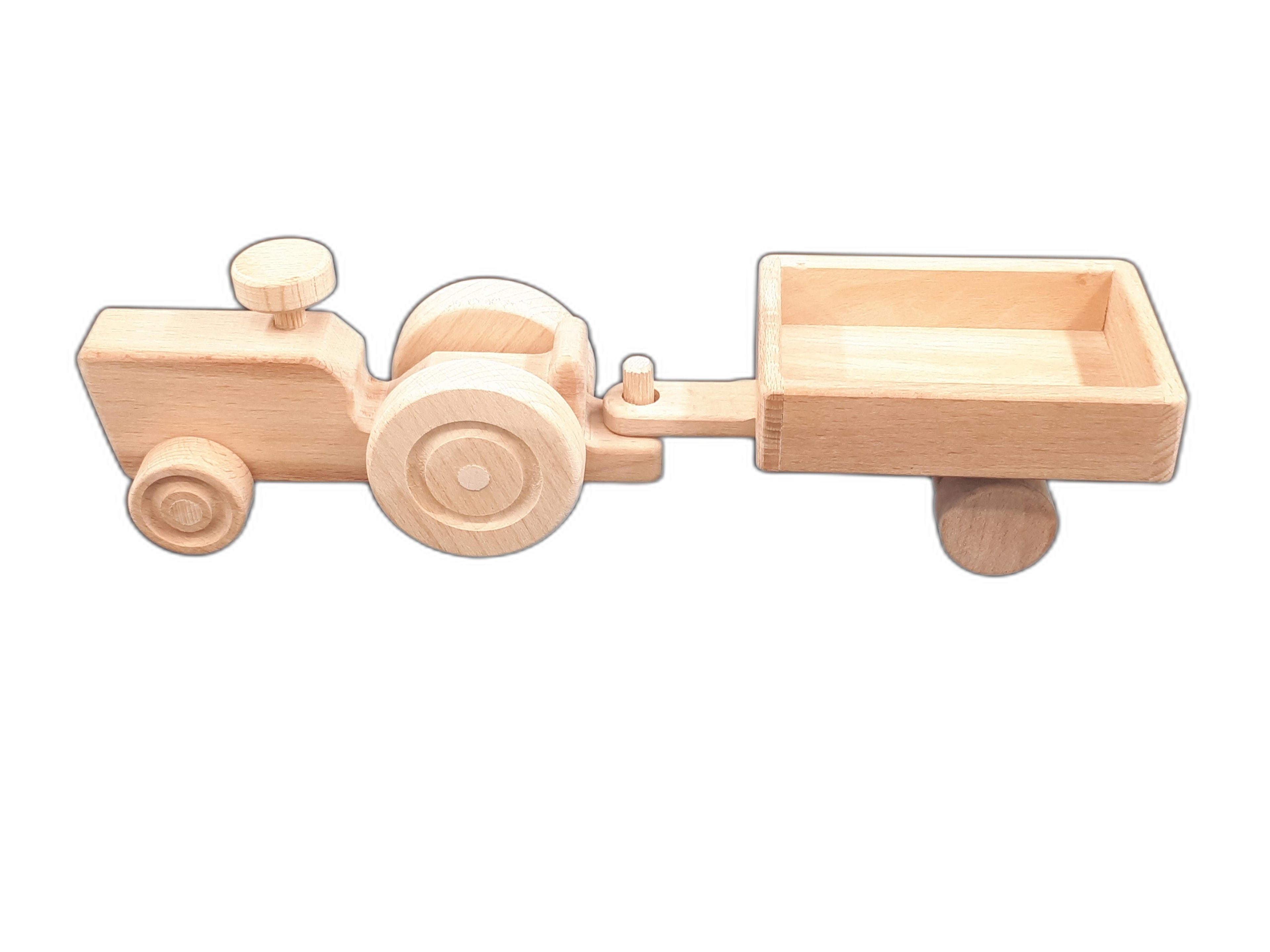 Montessori Ahşap Kasali Traktor Oyuncağı – Doğal Kayın Ağacı, Eğitici ve Güvenli Çocuk Oyuncağı (2–5 Yaş)