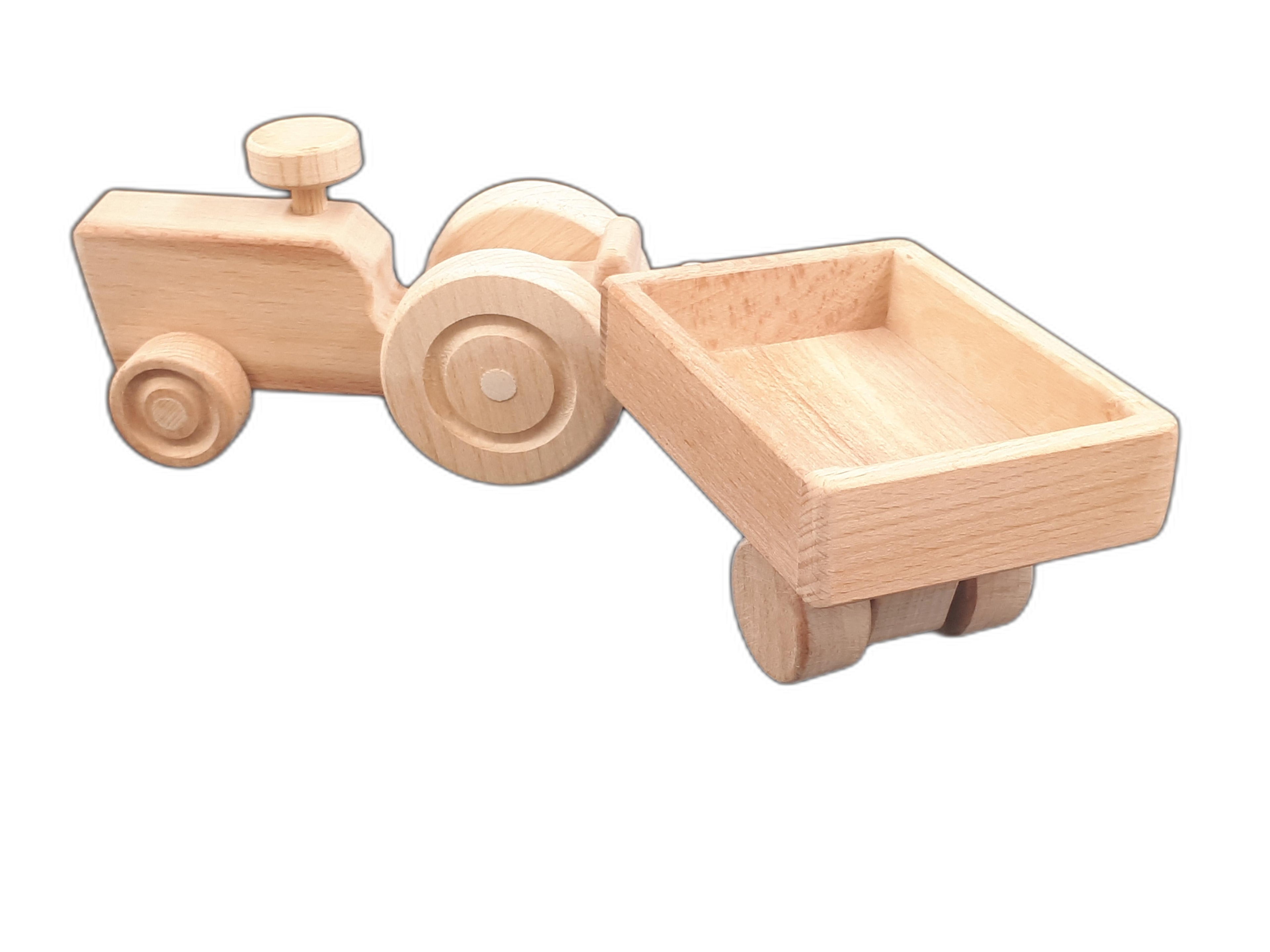 Montessori Ahşap Kasali Traktor Oyuncağı – Doğal Kayın Ağacı, Eğitici ve Güvenli Çocuk Oyuncağı (2–5 Yaş)