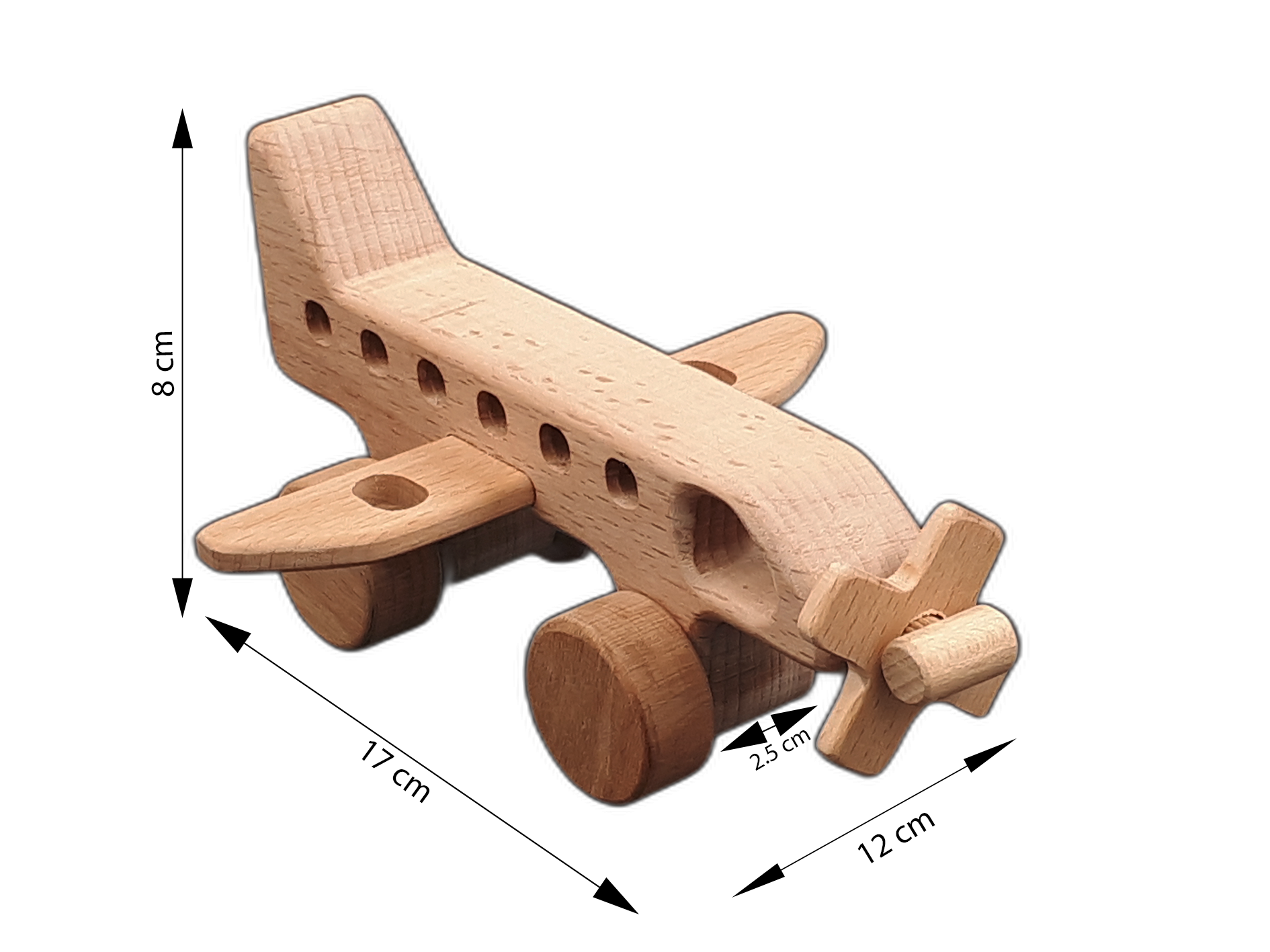 Montessori Tarzı Ahşap Uçak Oyuncağı – Doğal Kayın Ağacı, Eğitici ve Güvenli Çocuk Oyuncağı (2–5 Yaş)