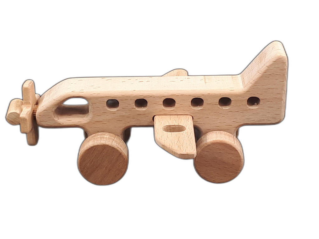 Montessori Tarzı Ahşap Uçak Oyuncağı – Doğal Kayın Ağacı, Eğitici ve Güvenli Çocuk Oyuncağı (2–5 Yaş)