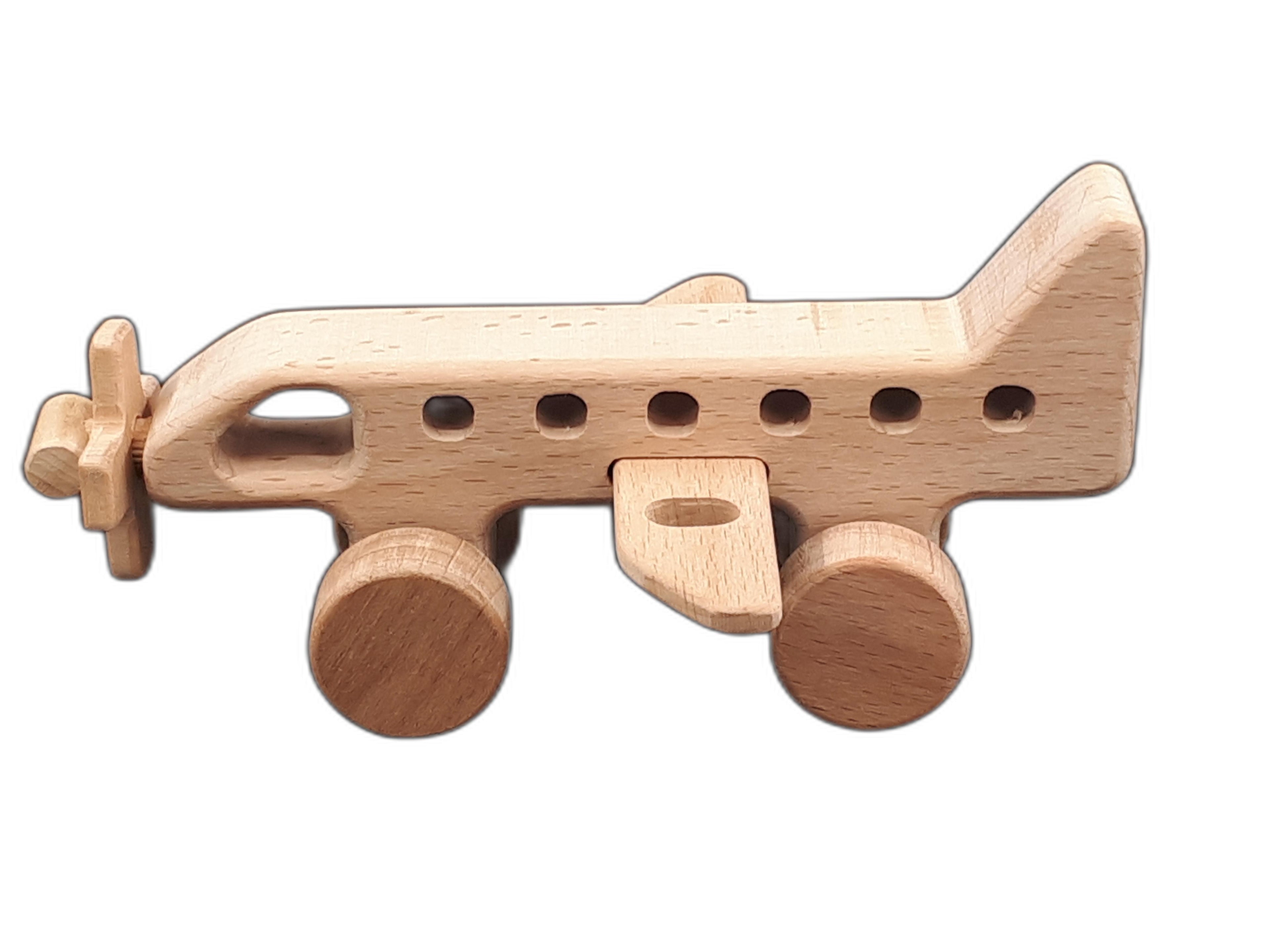 Montessori Tarzı Ahşap Uçak Oyuncağı – Doğal Kayın Ağacı, Eğitici ve Güvenli Çocuk Oyuncağı (2–5 Yaş)