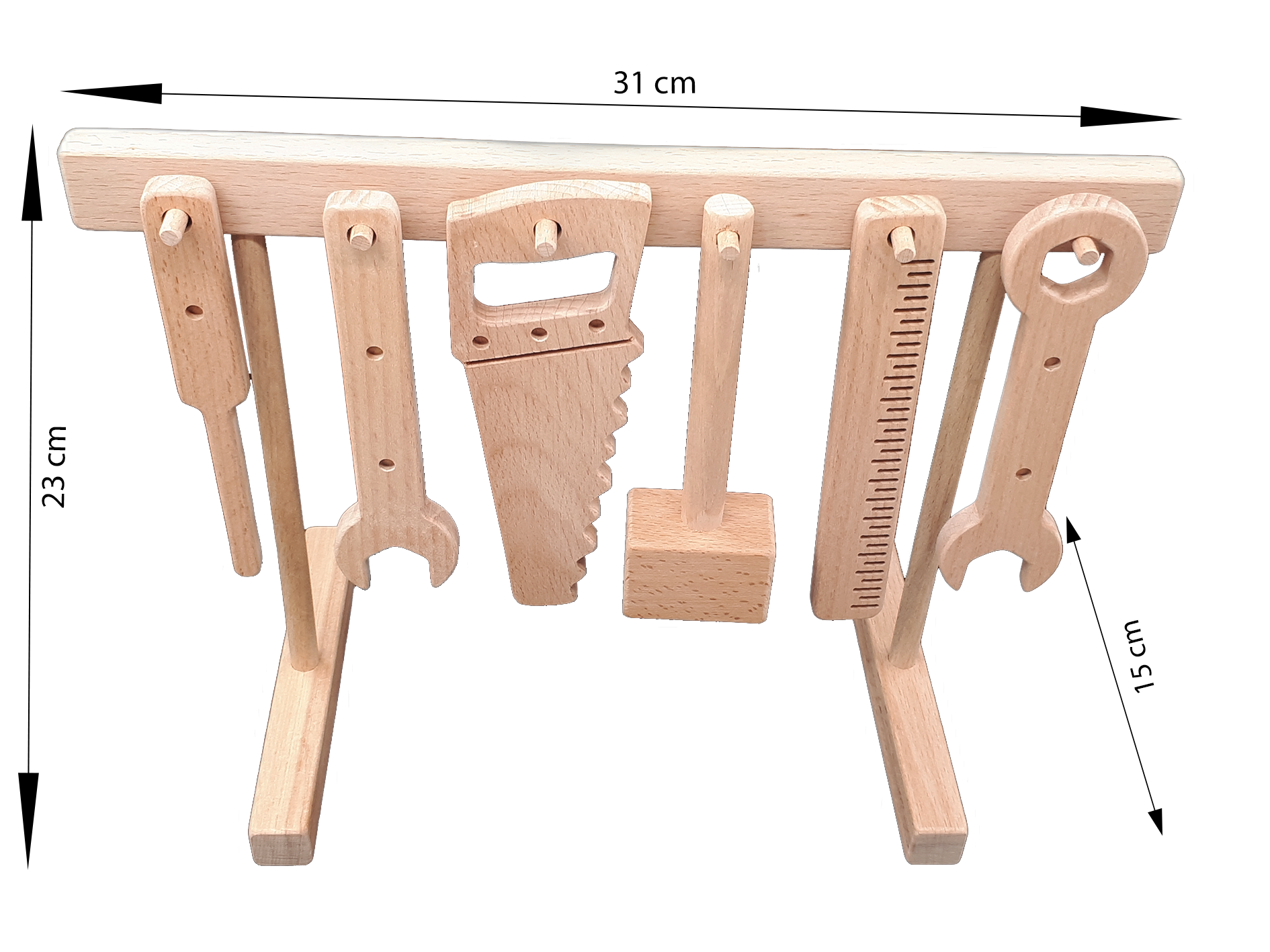 Montessori Tarzı Ahşap Oyuncak Alet Tezgâhı – Doğal Kayın Ağacı, Eğitici ve Güvenli Çocuk Oyuncağı (3–6 Yaş)