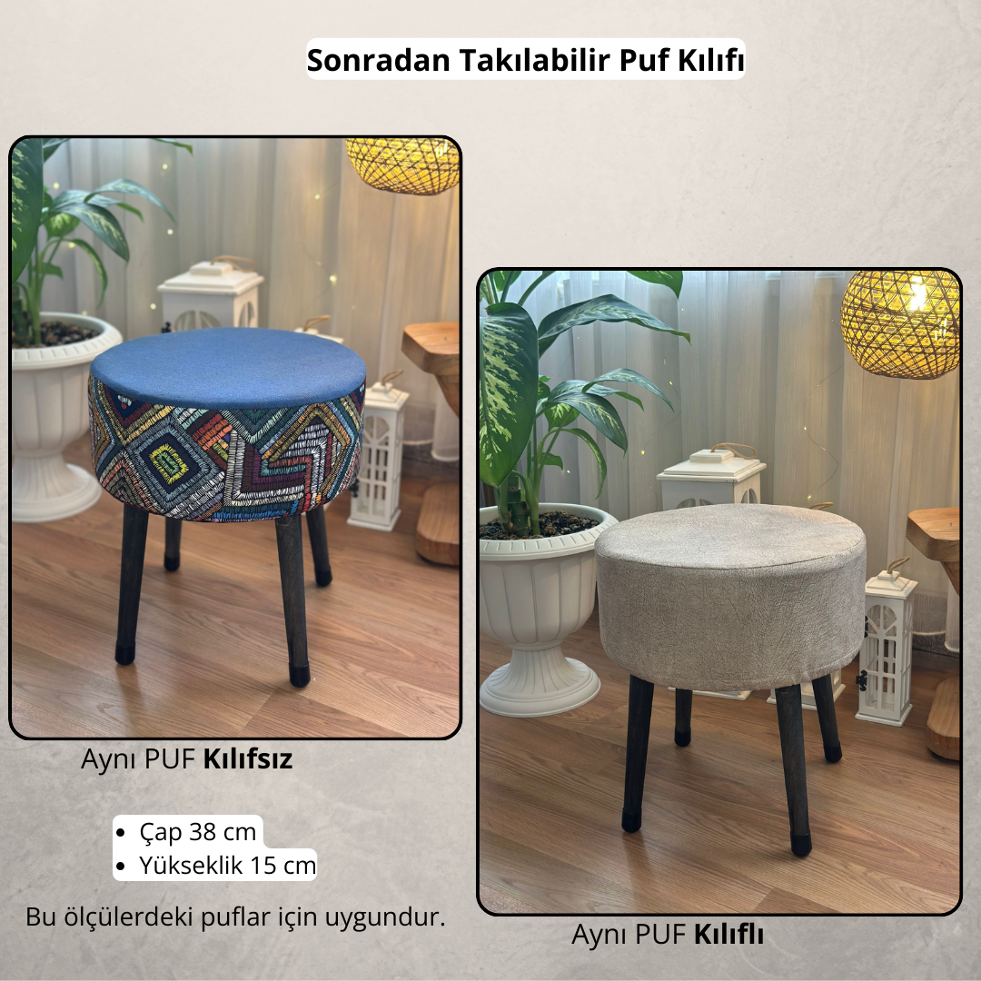 Sonradan Takılabilen Puf Kılıfı – El Yapımı, Çıkarılabilir & Yıkanabilir | Yenileme Kılıfı