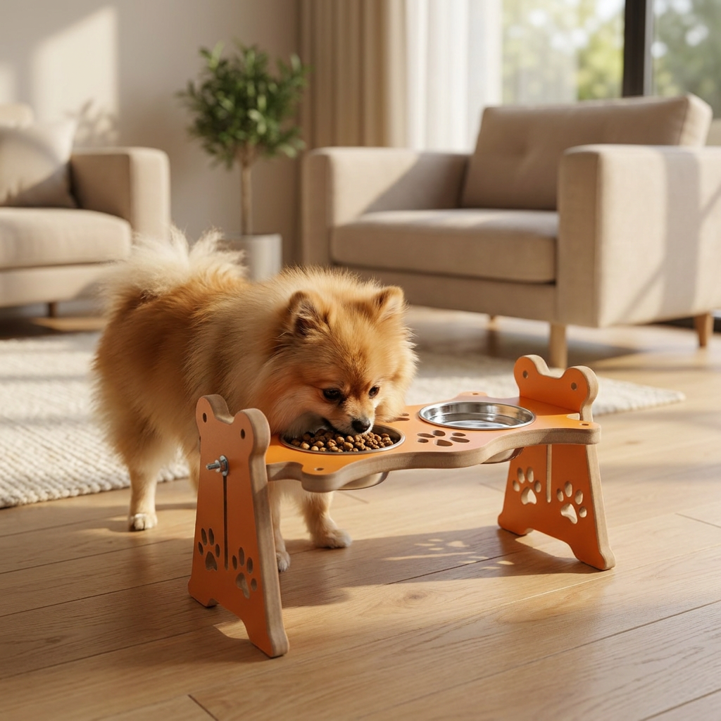 USTAAGAC Ayarlanabilir Yükseklikli İkili Mama & Su Kabı – Kedi ve Küçük Irk Köpekler İçin