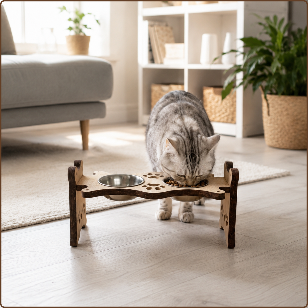 Kedi Köpek - Mama & Su Kabı -  Yükseklik Ayarlı