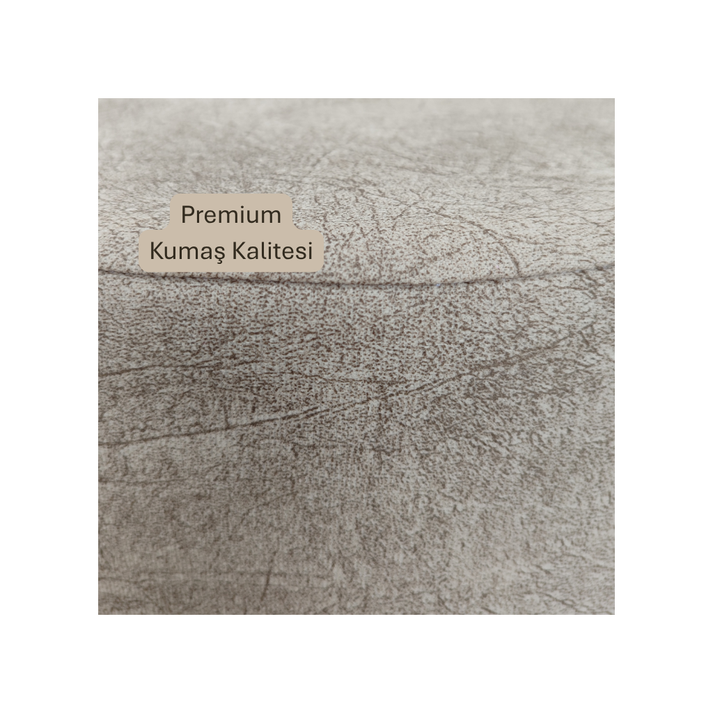 USTAAGAC Masif Ahşap Ayaklı Modern Puf – Bej Kumaş Yuvarlak Tabure | 38x40 cm, Çok Amaçlı Kullanım