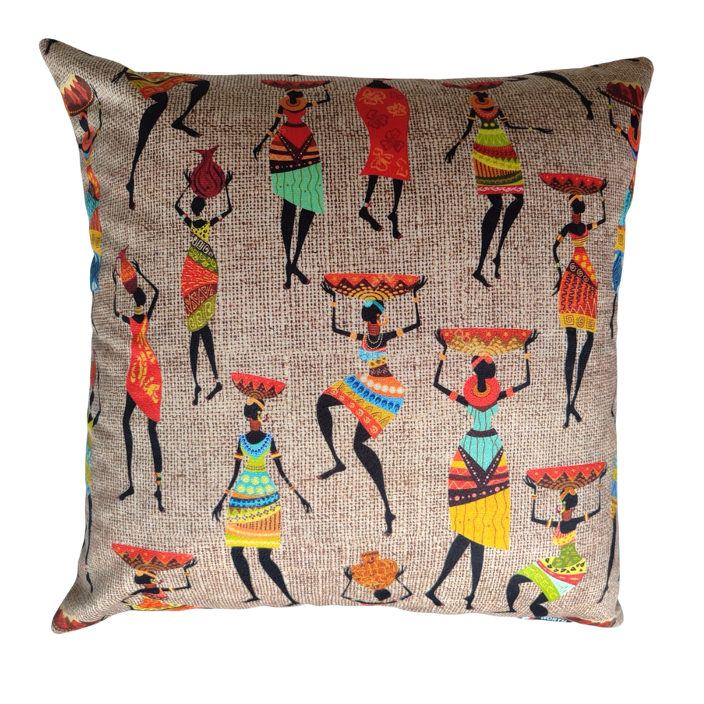 USTAAGAC Etna Afrika Kadın Desenli Dekoratif Kırlent Kılıfı – 40x40 cm