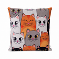 USTAAGAC El Yapımı Kedi Desenli Neşeli Dekoratif Kırlent Kılıfı – 40x40 cm