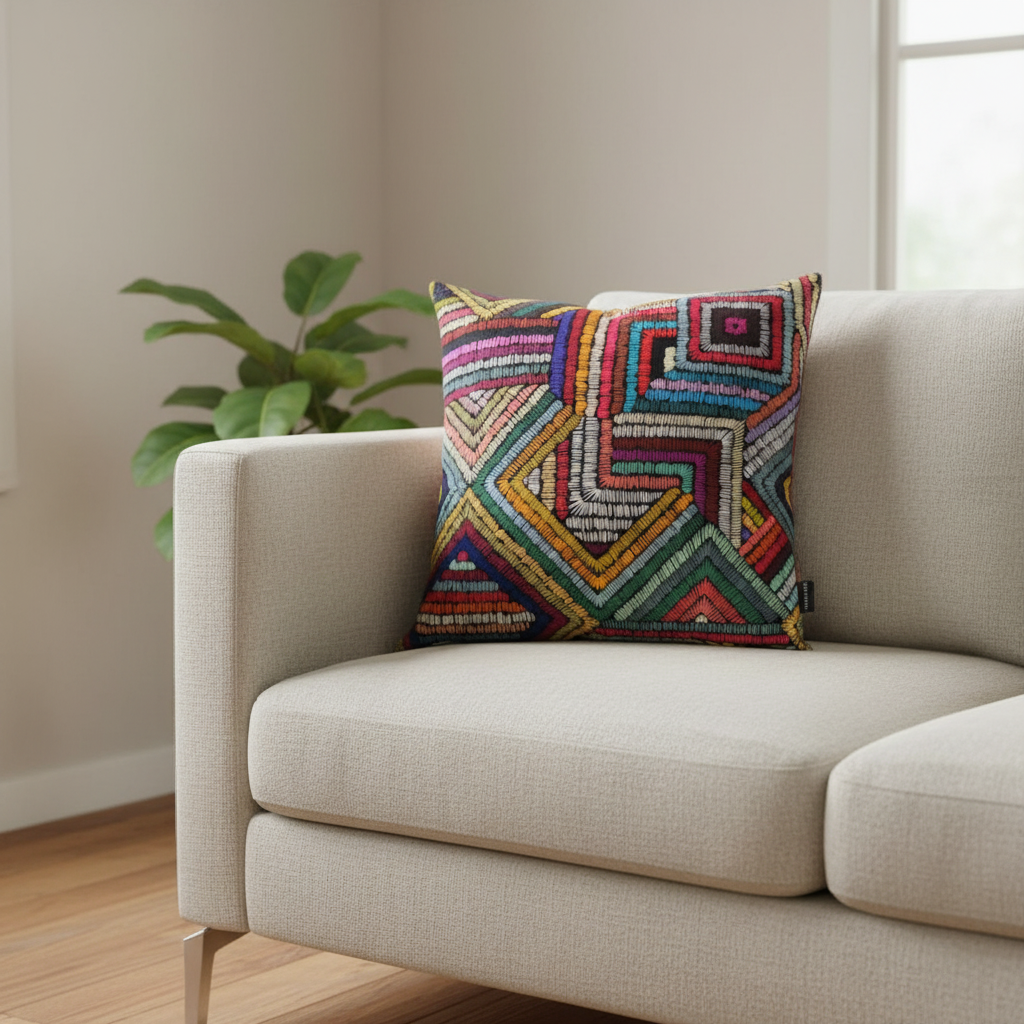 Etnik Desenli Dekoratif Kırlent Kılıfı – 40x40 cm