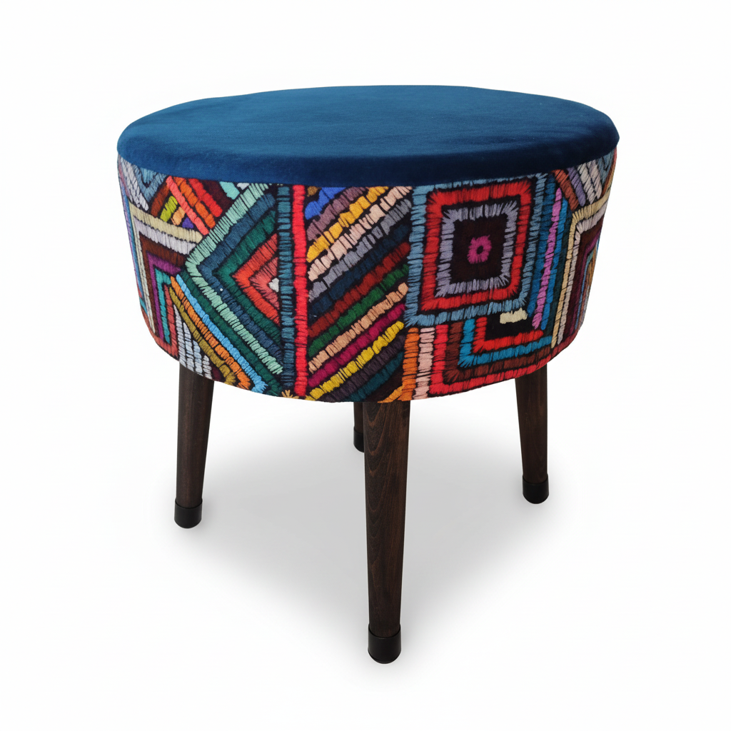 Puf Koltuk Tabure - Etna Gökkuşağı Lacivert