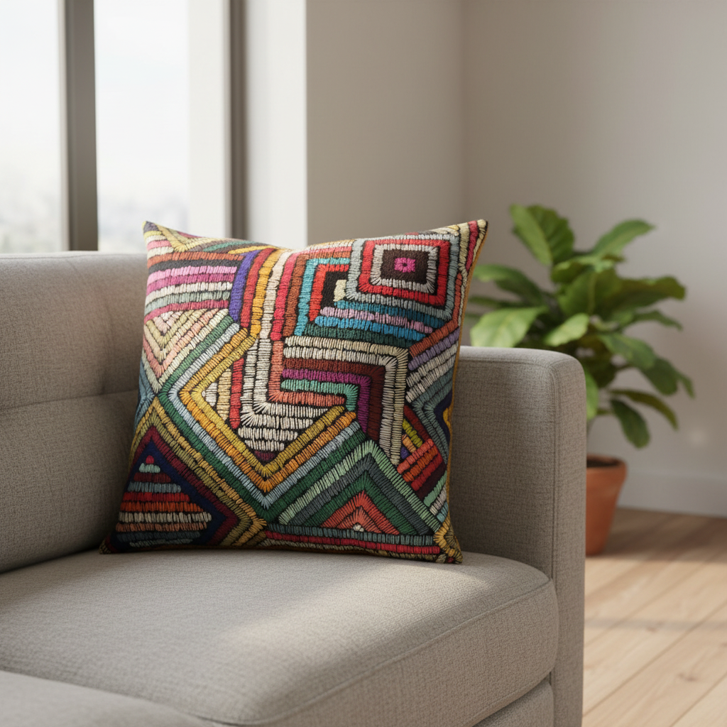 Etnik Desenli Dekoratif Kırlent Kılıfı – 40x40 cm