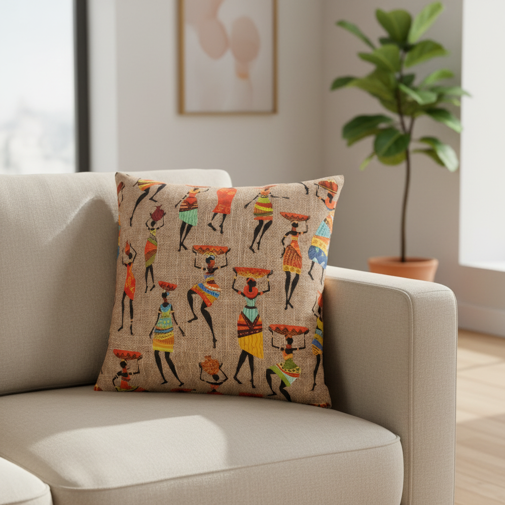 Etna Afrika Desenli Dekoratif Kırlent Kılıfı – 40x40 cm