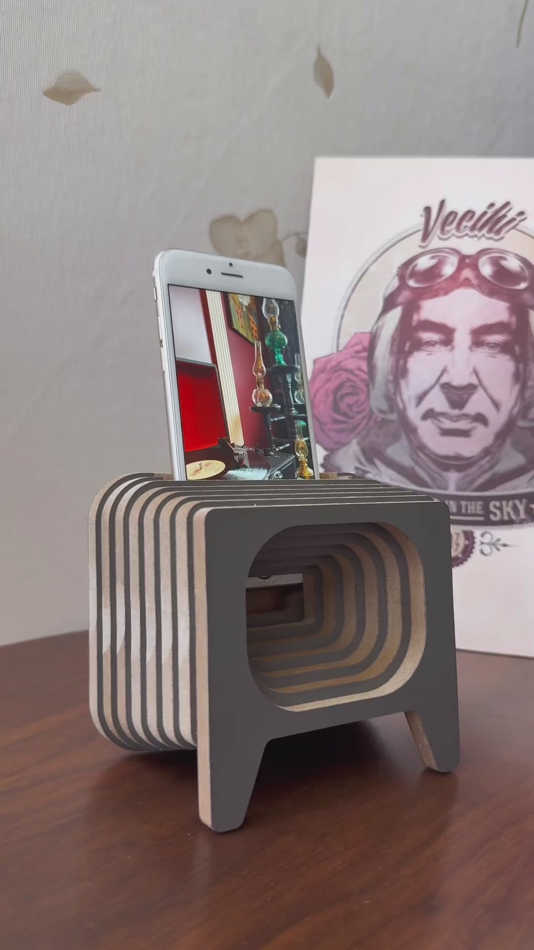 Retro Tasarım Akustik Ses Yükselten Telefon Tutucu Pikap Gramofon