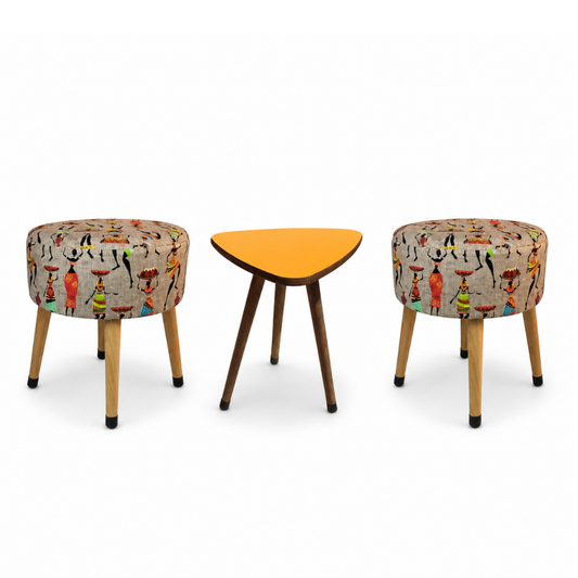 USTAAGAC Etna Ütopya Kadın Çay Kahve Seti – 2 puf + 1 Sehpa