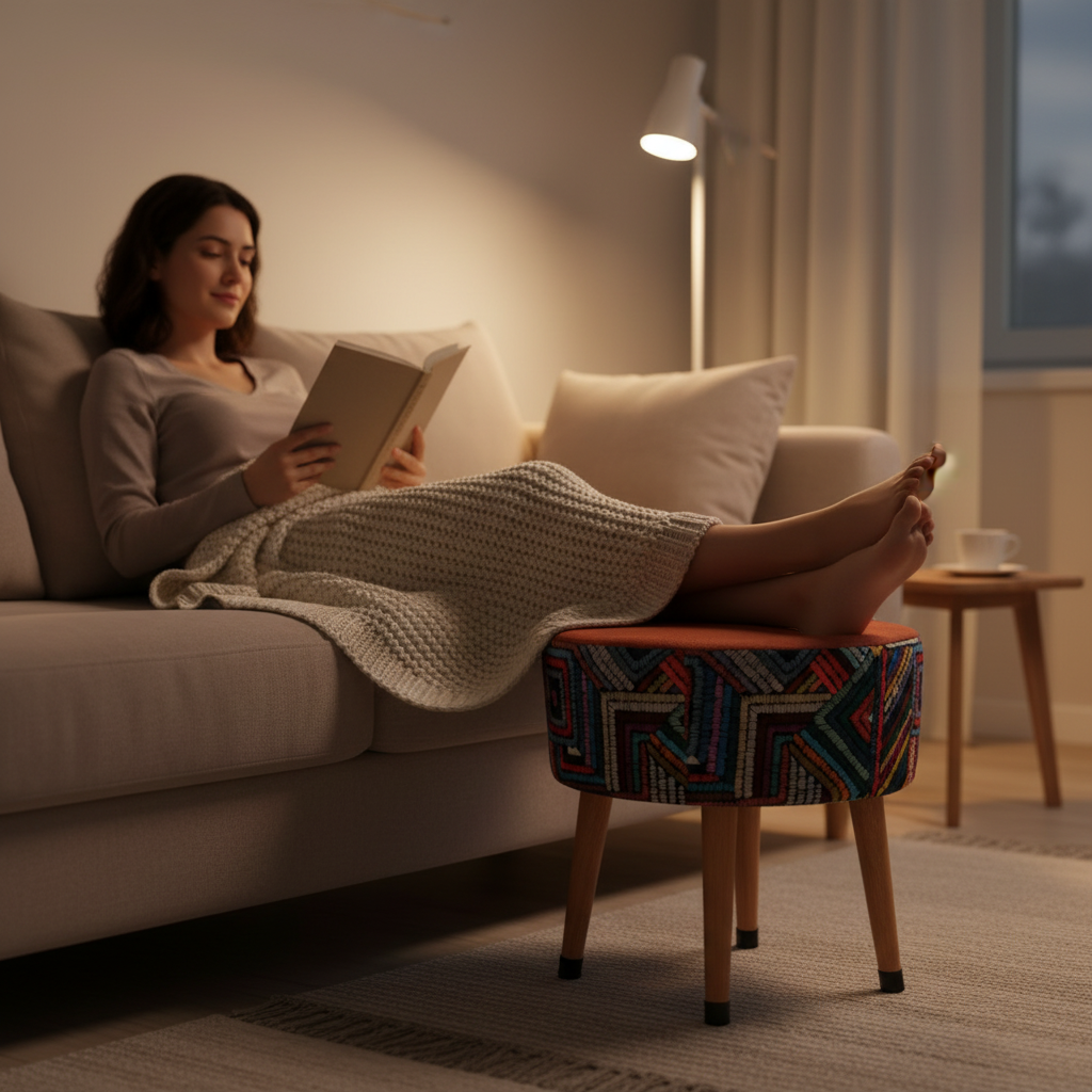 Puf Koltuk Tabure - Etna Gökkuşağı Kiremit