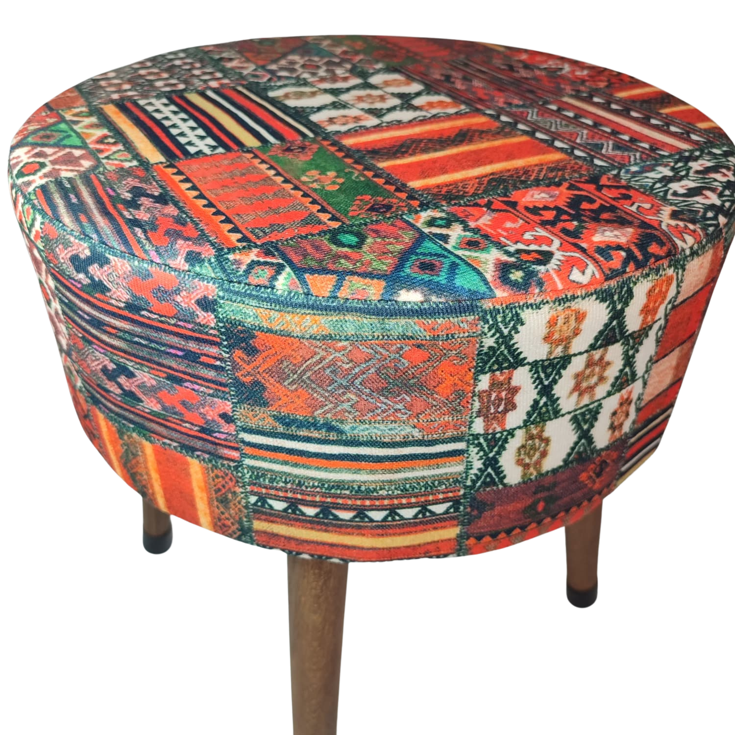 Puf Koltuk Tabure - Anadolu Kilim - Ahşap Ayaklı