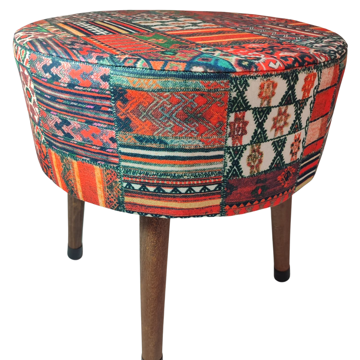 Puf Koltuk Tabure - Anadolu Kilim - Ahşap Ayaklı