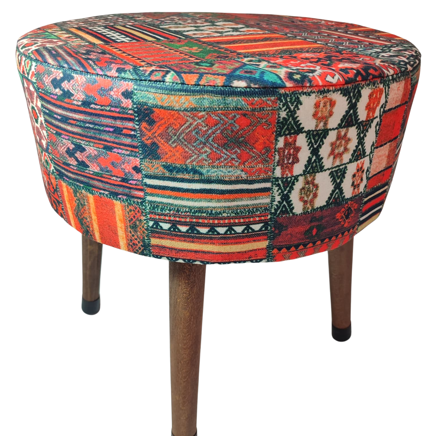 Puf Koltuk Tabure - Anadolu Kilim - Ahşap Ayaklı