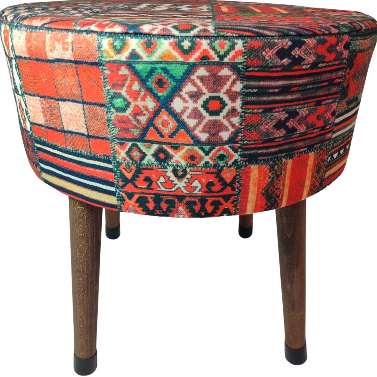 Puf Koltuk Tabure - Anadolu Kilim - Ahşap Ayaklı