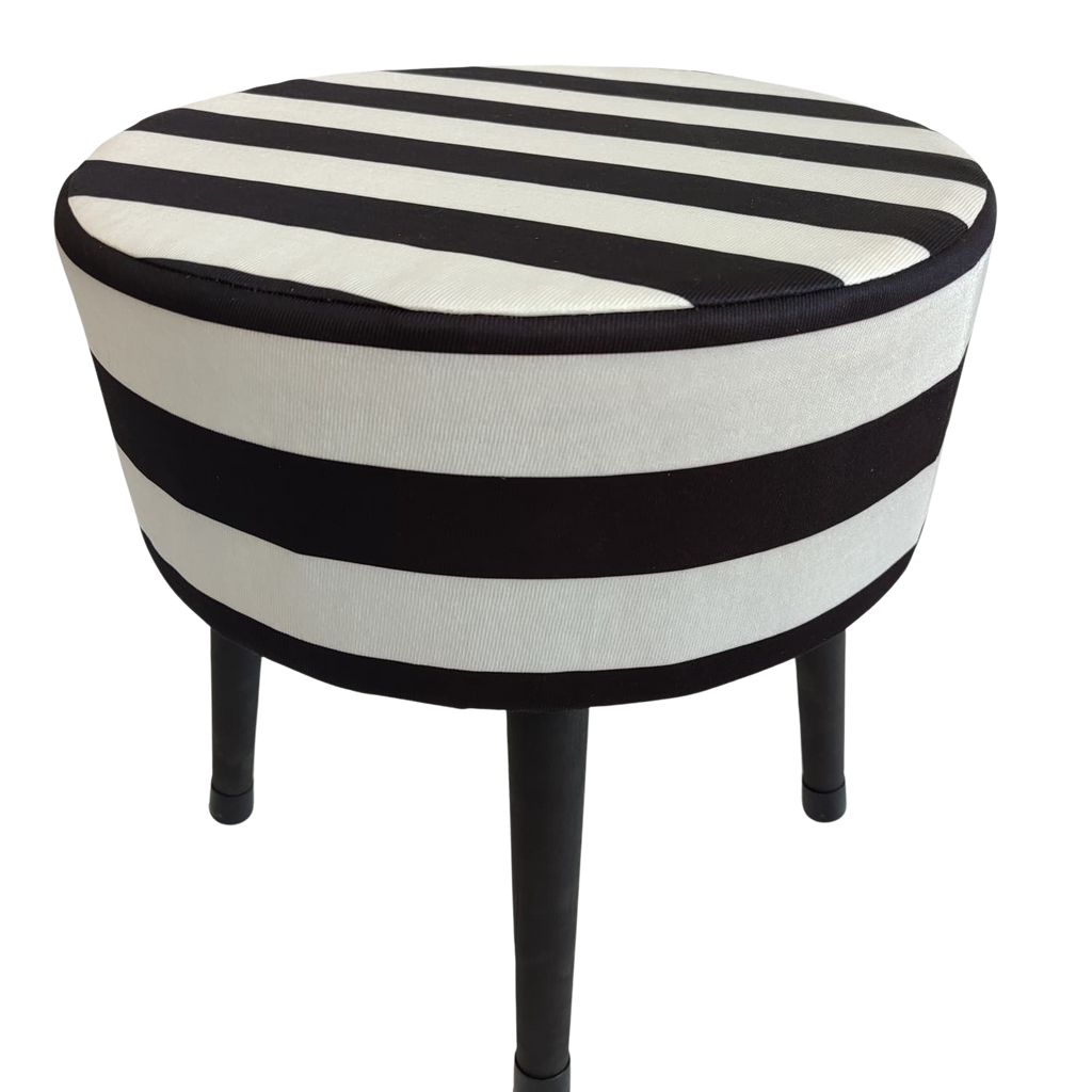 Puf Koltuk Tabure - Zebra Desenli - Ahşap Ayaklı