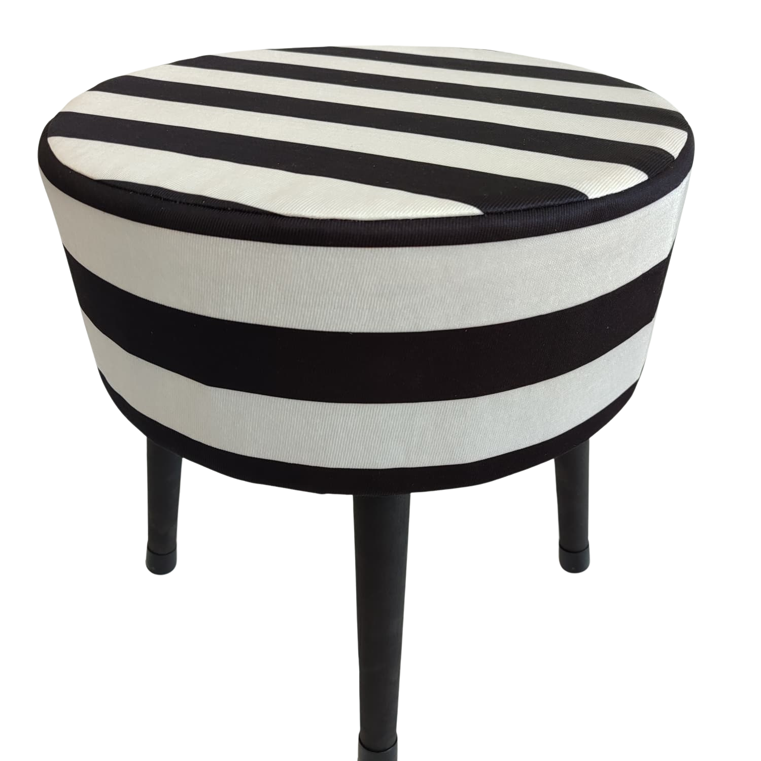 Puf Koltuk Tabure - Zebra Desenli - Ahşap Ayaklı