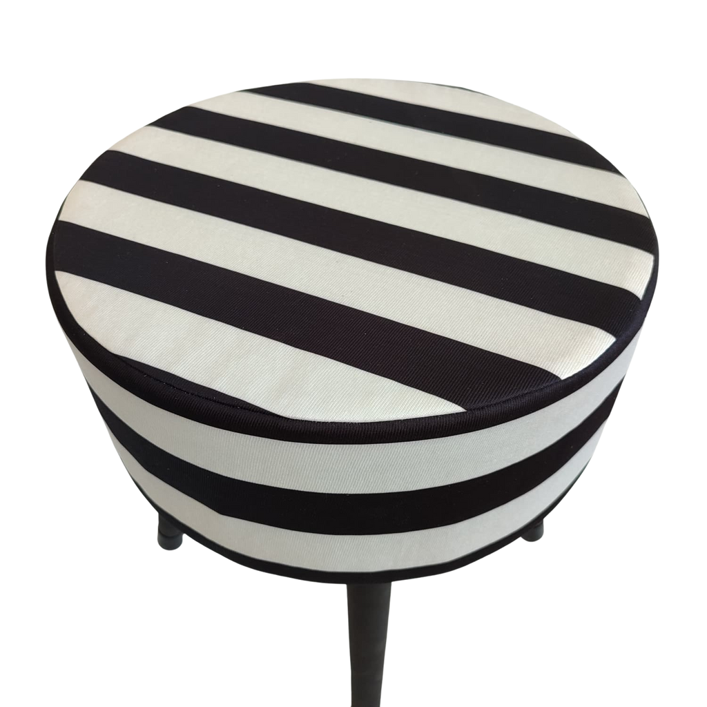 Puf Koltuk Tabure - Zebra Desenli - Ahşap Ayaklı