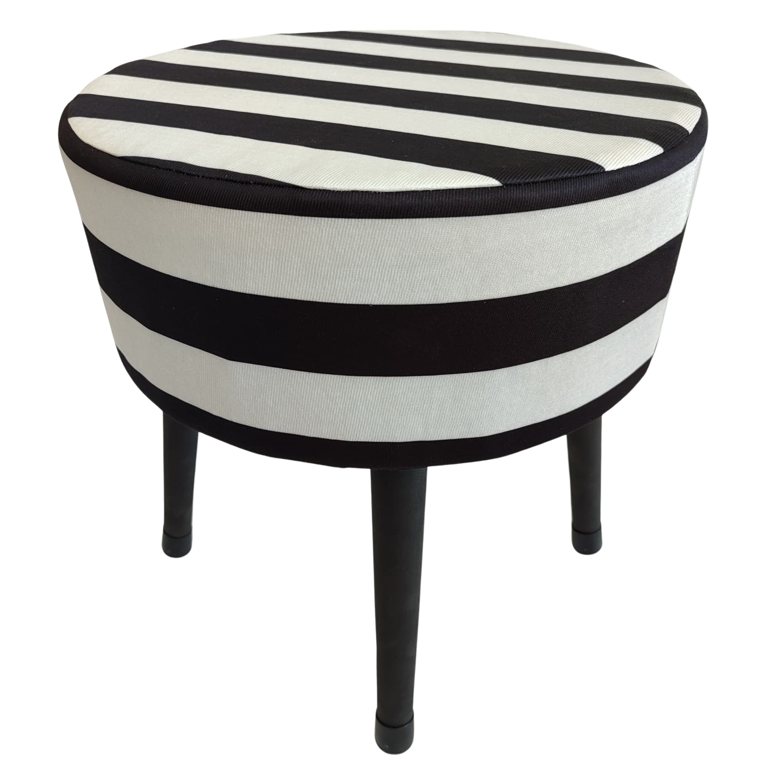 Puf Koltuk Tabure - Zebra Desenli - Ahşap Ayaklı